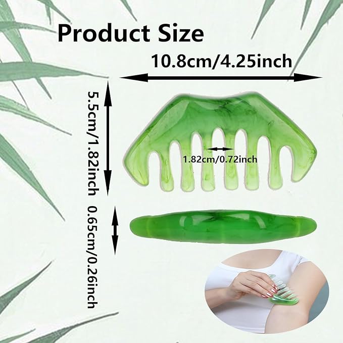 2 Pcs Jade Gua Sha Handheld Massage Comb - Heeta Hair Scalp Massager, Scalp Comb & Head Scratcher - Scalp Massage Tool for Head Caring, Relaxation, Physical Therapy, Acupoint Treatment