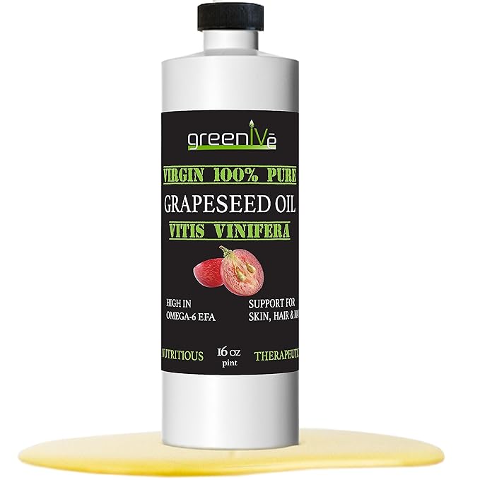 GreenIVe Grapeseed Oil Organically Grown 100% Pure Cold Pressed Light Flavor High Tempurature Cooking 16oz