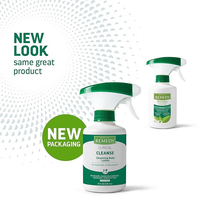 Medline Remedy Clinical Cleansing Body Lotion, 8 Oz Spray Bottle, Vanilla Scent, No-Rinse Bedside Cleanser, Incontinence Care, Moisturizing, Skin Conditioning, Nutrient Rich, Sulfate-Free, Men, Women