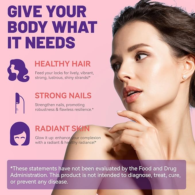 2 Pack Hair Skin and Nails Gummies with Biotin Collagen Vitamins for Women - Support Healthy Hair, Skin & Nails - 120 Count