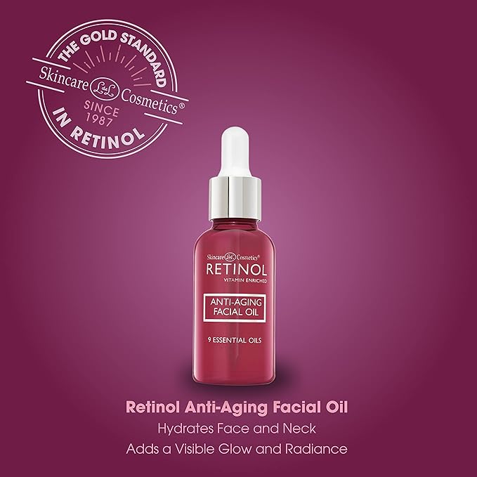 Retinol Anti-Aging Facial Oil – Instantly Adds A Glow To Your Face For A Younger Look – Radiance Booster With Nine Essential Oils Restores Hydration & Nourishment To Your Skin Night & Day