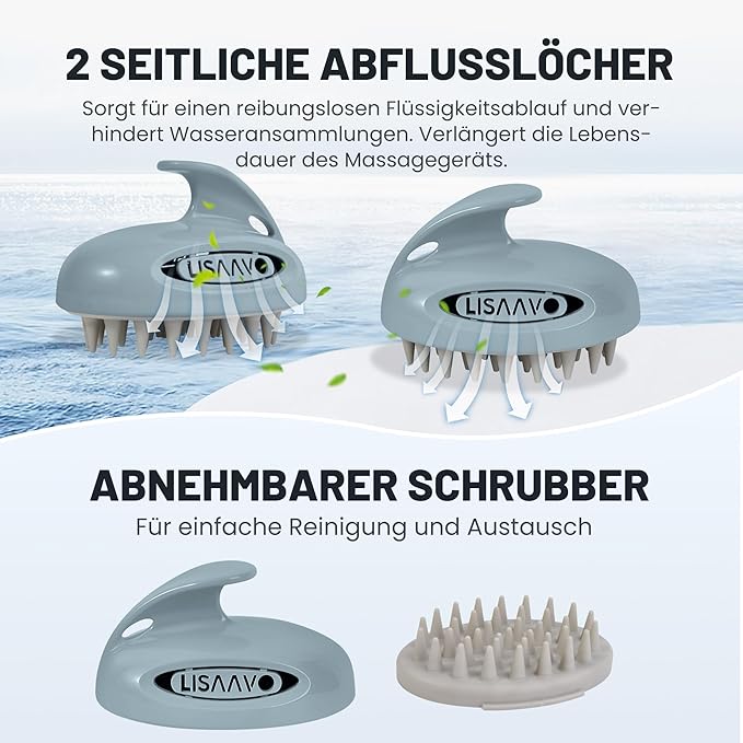 Hair Massager Scalp 3 in1 Scalp Scrubber Silicone Scalp Massager with Three Bristles-Soft, Scalp Scrubber，Medium and Hard Brush for Men Women and Pets,Grey