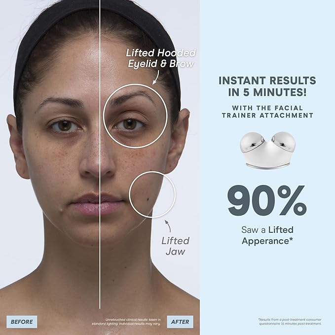 NuFACE Trinity+ Microcurrent Facial Device Kit - FDA Cleared Face Sculpting & Neck Tightening Device to Contour Cheeks & Brows + Microcurrent Gel Activator & Silk Creme - Sandy Rose