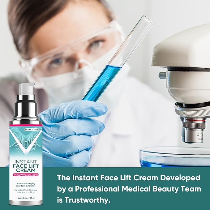 Instant Face Lift Cream, 2-Minute Anti-Aging Serum for Face, Neck & Eyes, Visibly Firm& Tighten Sagging Skin, Reduces Wrinkles, Fine Lines & Puffiness with Natural Plant Extracts