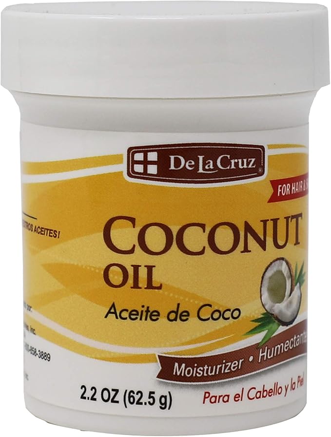 De La Cruz Coconut Oil - Expeller Pressed Coconut Oil for Skin and Hair - Natural Moisturizer for Skin and Hair - 2.2oz (3 Jars)