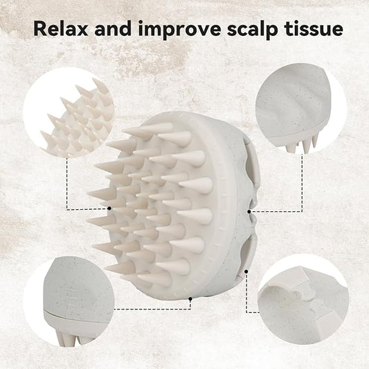 MOCHTERO Manual Scalp Massagers with Soft Silicone Bristles,for Stress Relax Hair Growth,Beige