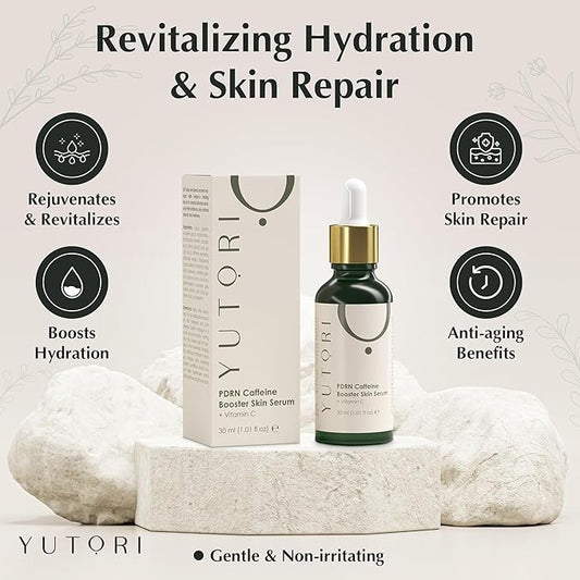 Yutori PDRN Serum with Caffeine Booster - Plant Based Antiaging Skin Serum, Lifting Visibly for Wrinkle Care, Anti-aging, Hydrating, Natural Glow and Face Toner for All Skin Types, 1.01fl (30ml)