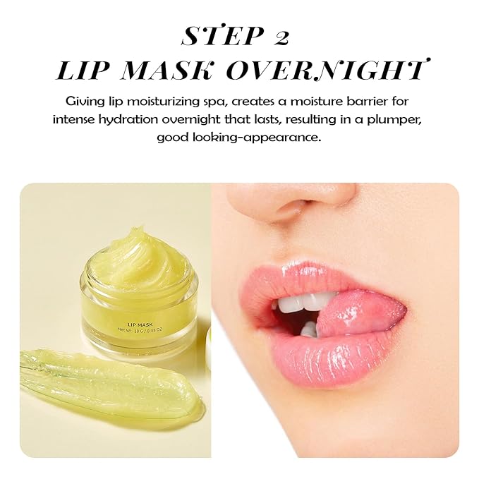 ANAI RUI Lip Care Kit - Sugar Scrub Set, Sleeping Mask & Exfoliator - Overnight Skin Treatment - Scrub & Moisturizer for Dry Chapped Cracked Peel Lips (Turmeric+Honey)