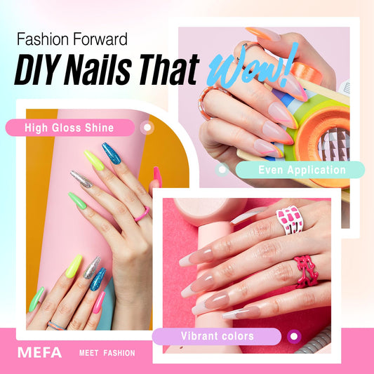 MEFA 56 Pcs Gel Nail Polish Kit with U V Light, 32 Colors Bright Neon Spring Summer Fall Pink Gel Polish Nail Set Essential Manicure Tools Nails Decorations Gifts for Women