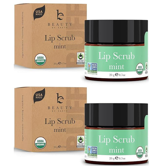 Lip Scrub Exfoliator Mint - USA Made Sugar Lip Scrubber with Natural & Organic Ingredients