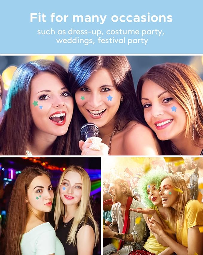 LitBaer Star-Shaped Pimple Patch Hydrocolloid Acne Stickers with Tea Tree Oil + Salicylic Acid, Cover Dot for Acne Blemish, Pimples, Whiteheads, Zit, Draw out Oil & Impurities, 112 Dots, 14mm & 10mm