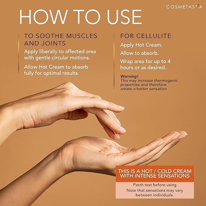 Cellulite Massage Oil & Hot Cream - 100% Natural Cellulite Oil & Gel, Highly Absorbable, Firm, Tone, Tighten & Moisturize Skin - Soothes Muscles (8.8 Fl Oz Each Bottle)