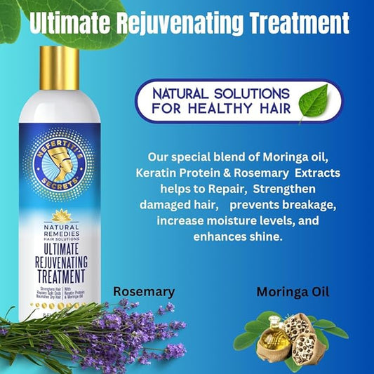 Nefertiti's Secrets Rejuvenating Treatment for Women and Men, Moringa Oil & Keratin Protein Energizing Conditioner, For Dry & Damaged Hair, Natural Moisturizer, Hair Therapy, 8 Oz / 236 mL