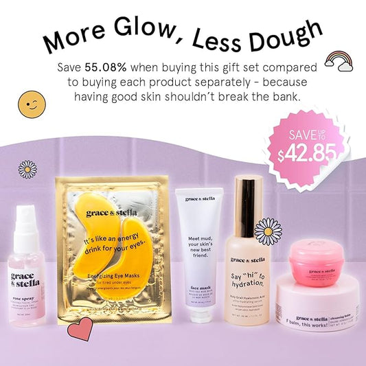 grace & stella Award Mothers Day Gifts for Friends, Gifts for Her - Travel Essentials for Moms with Under Eye Masks, Serum, Cleanser, Lip Balm - Perfect for Anniversary, Birthdays - Vegan Self Care