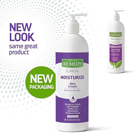 Medline Remedy Clinical Skin Cream, Vanilla Scent (16 fl oz), 2 Count, Moisturizing Face and Body Cream for All Ages, Paraben & Sulfate Free, Quick Absorbent Formula, Hypoallergenic Skin Moisturizer