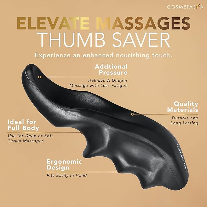 Cosmetasa Sore Muscle Massage Oil with Deep Tissue Massager - Thumb Saver and Oil Soothes Muscle and Joint with Arnica Extract, Peppermint, Chamomile, and Lavender Oil 8.8 Fl Oz