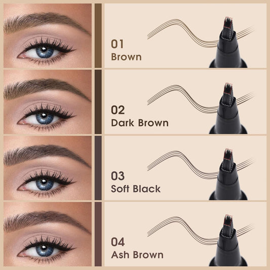 Microblading Brow-Fection Brow Eyebrow Pencil – Angled Brush Tip, Wild Natural Hair-Like Strokes, Patented Design, Long-Lasting & Smudge-Proof, for Beginners & Pros(01 Brown）