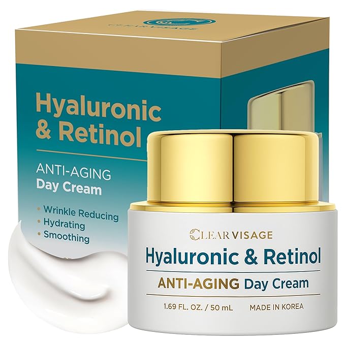 Hyaluronic Acid Moisturizer with Retinol - Korean Anti-Aging Cream, Plumps & Smooths Skin - Dermatologist Tested, Cruelty-Free Korean Skin Care for All Skin Types - 1.69 fl. oz