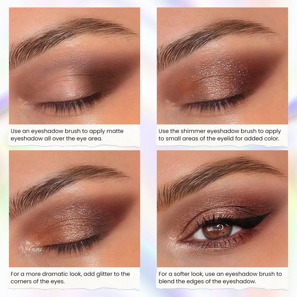 Kaely 8 Colors Cream Eyeshadow Contour Highlighter Palette Makeup, Nude Rose Pink Chocolate Coffee Beige Brown Matte Shimmer Glitter Highly Pigmented Eye Shadow Palette for Older Women Waterproof