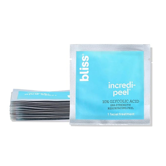 Bliss That's Incredi-Peel Glycolic Resurfacing Facial Pads - 15 ct - Single-Step Pads for Exfoliating and Brightening - Targets Fine Lines and Discoloration - Travel-Friendly - Vegan & Cruelty-Free