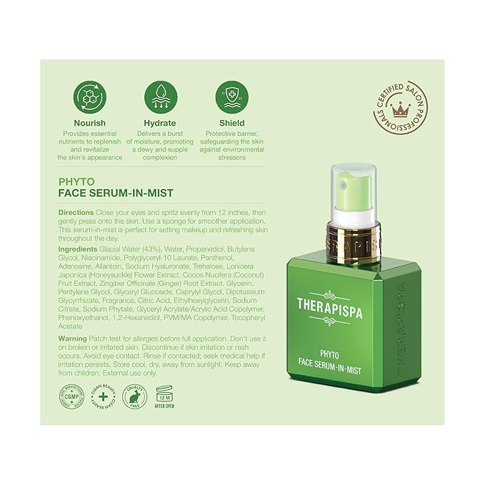 Face Serum-In-Mist – Refreshing Face Mist & Spray Serum with Niacinamide, Panthenol & Hyaluronic Acid for Hydration, Balance & Skin Vitality (Phyto, 2.0 fl oz)
