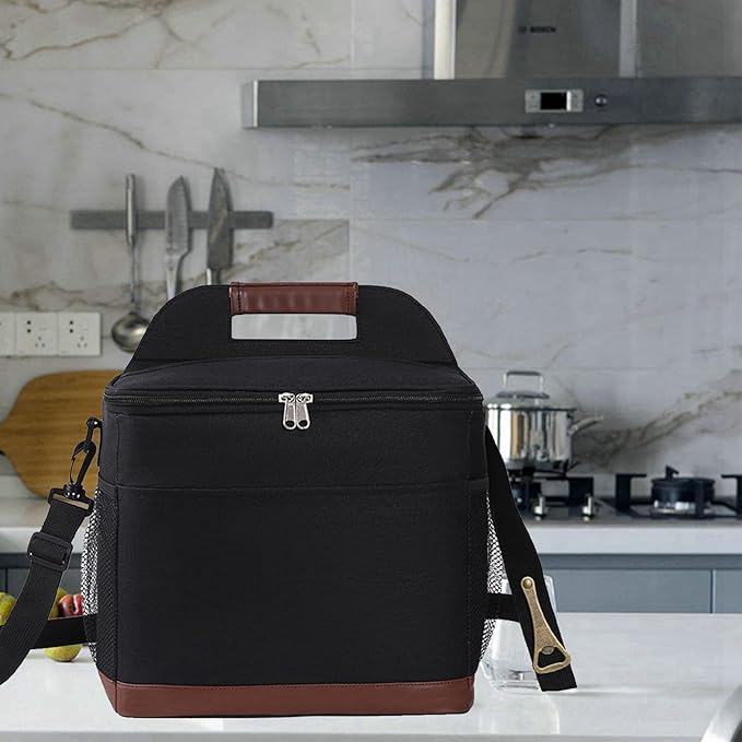 24-Can Insulated Lunch Bag for Women & Men - Large Soft Cooler Box with Leakproof Design, Lightweight Thermal Tote for Work, Travel, Picnic, Camping (Black)