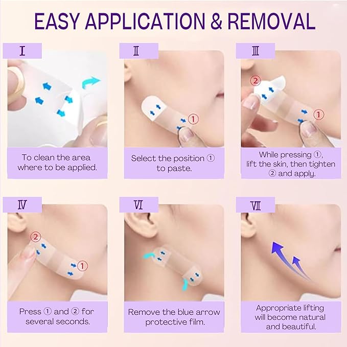 ACADA Face Lift Tape Invisible Instant Face Lifting Tape for Wrinkles, Face Tape Lifting Invisible for Wrinkles and Double Chin with Natural Lift & Youthful Look 80pcs