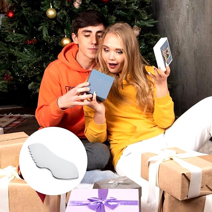 Beauty Gua Sha Facial Tool Stainless Steel Lymphatic Drainage Massager 1Pcs Metal Double Chin Reducer Lip-Shaped Scraping Board Jawline Shaper for Self Care Relaxing Facial Cream Application