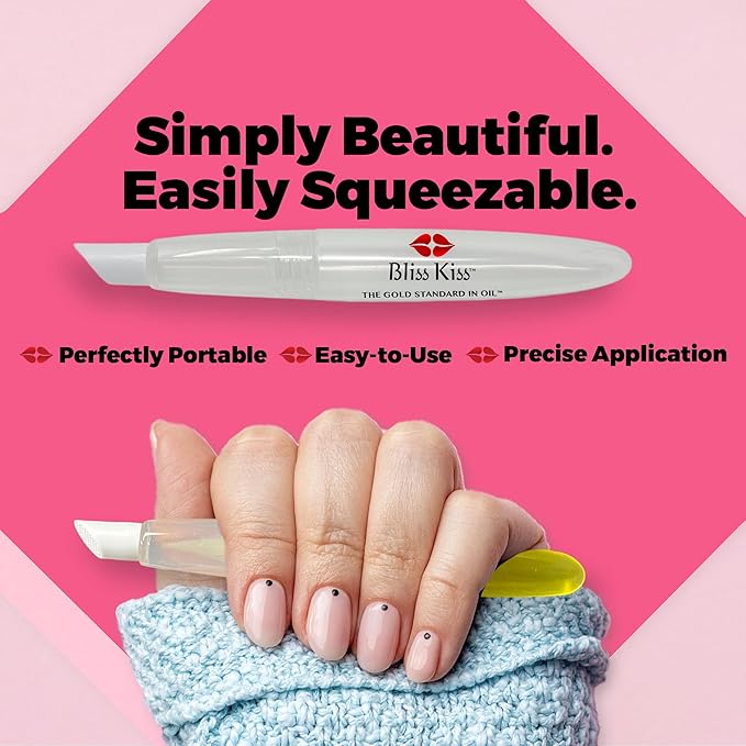 Bliss Kiss Refillable Nail Oil Pen & Simply Pure Cuticle Oil 15 ml Bottle Bundle