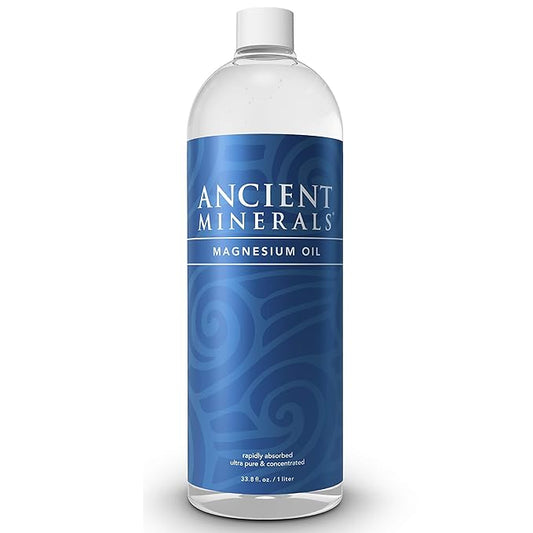 Ancient Minerals Magnesium Oil Refill Bottle, high Concentration Topical Genuine Zechstein Magnesium Chloride Topical Magnesium (33oz)