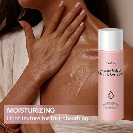 VGO Body Oil with Vitamin E, After Shower Body Oil For Smooth and Hydrated Skin, Non-Greasy & Fast Absorbing Lightweight Moisturizer for Scars & Stretch Marks, Hydrating for Dry Sensitive Skin