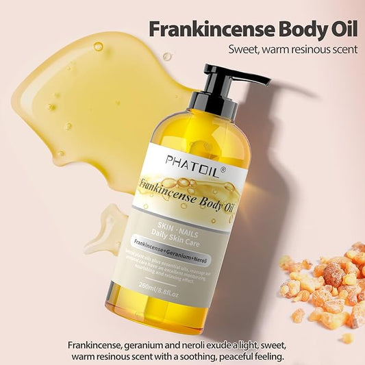 Frankincense Body Oil 8.8fl.oz and 8fl.oz Organic Cold Pressed Castor Oil