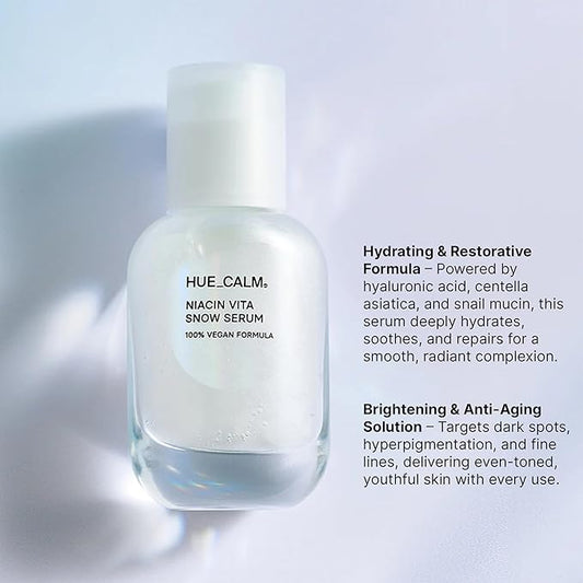 Niacin Vita Snow Serum, Korean Skincare for Brightening, Hydration, Oil Control, 3% Niacinamide, Vitamin C Serum & Ceramide, Dark Spot Corrector, Hyperpigmentation Treatment, Gentle Daily Use