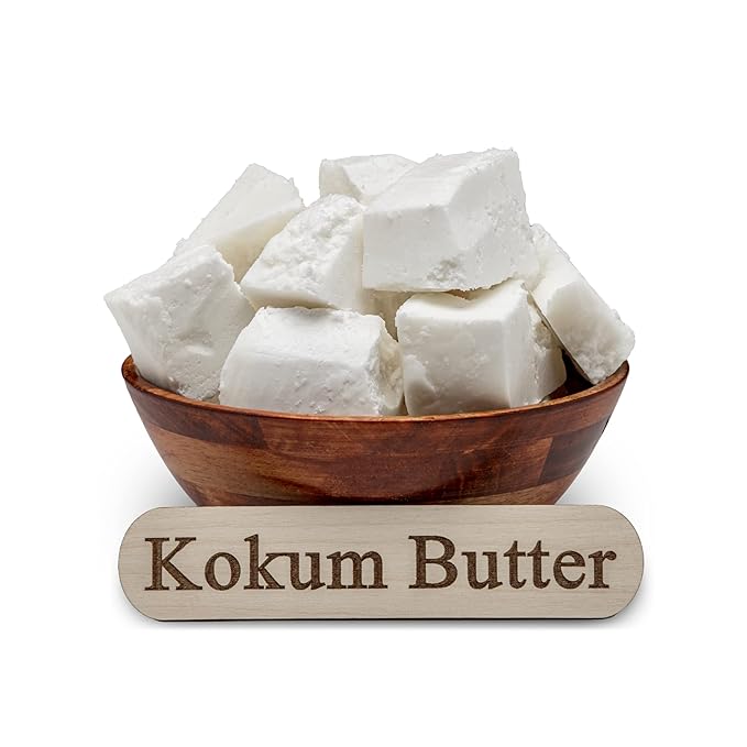 Raw Kokum Butter 8 oz. Jar - 100% Pure Natural Cold Pressed - Great for Skin, Body and Hair Moisturizer, DIY Creams, Balms, Lotions and Soap Making.