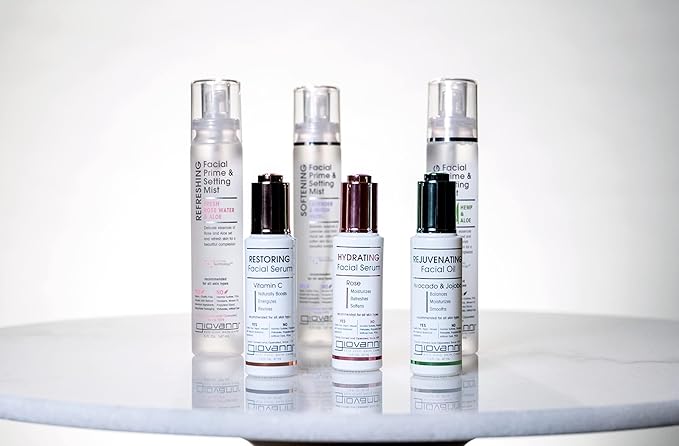 GIOVANNI Refreshing Facial Prime Setting Mist - Fresh Rose Water Spray For Face, Contains Rose Water & Aloe, Refreshing Facial Mist & Primer, Set & Refresh Skin for a Beautiful Complexion - 5 Fl oz