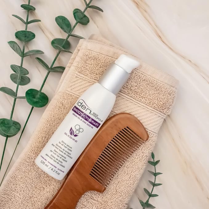 IDEN Bee Propolis Smooth Therapy Silkshine, Shine Serum, Controls Frizz, Argan Oil & Sweet Almond Oil, 4.2 fl.oz