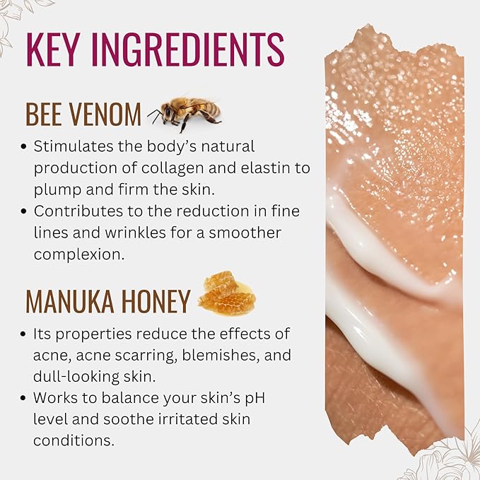 Natural Bee Venom Face Lift Treatment Cream with Active Manuka Honey, Shea, Cocoa Butter, and Jojoba – Nature’s Most Powerful Solution!