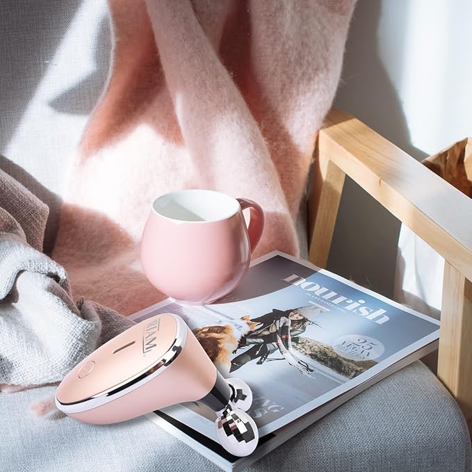 Microcurrent-Facial-Device, Microcurrent Facial Roller, Microcurrent Facial Massager, Skin Tightening, Face & Neck Roller, Anti-Aging Wrinkle, Skin Care Tools at Home, Glossy Gold