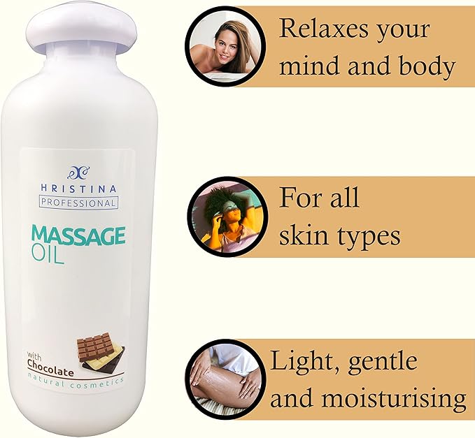Chocolate Massage Oil For Body Relaxing Massage And Skin Care | Natural-based Blend Of Grapeseed And Avocado Oils, Infused With Dark Chocolate Scent | Natural Massage Lotion for Massage Therapy, 500ml