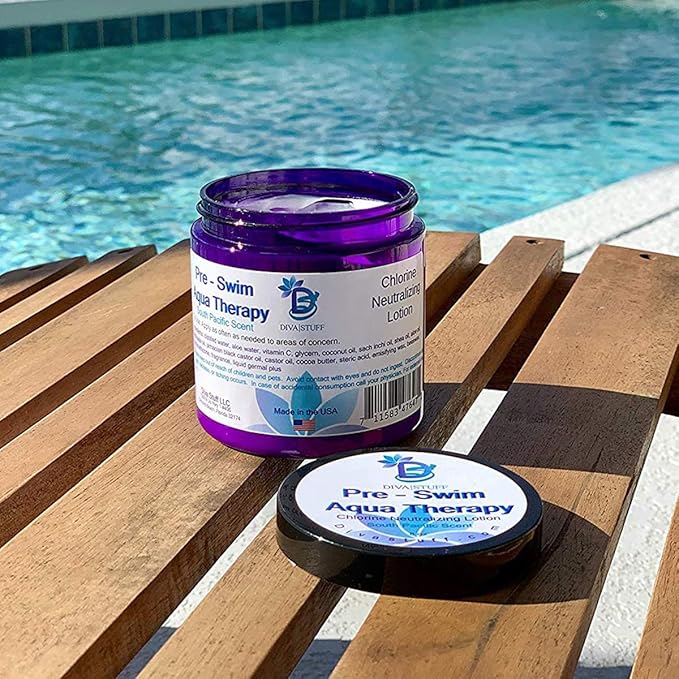 Diva Stuff Pre-Swim Aqua Therapy Chlorine Neutralizing Body Lotion, Protects Skin From Chlorine and Salt Water (South Pacific 3 Pack)