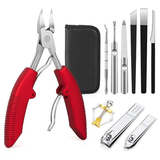 Segbeauty 10pcs Ingrown Toenail Tool, Nail Clippers Pedicure Knife Set Ingrown Toenail Removal Kit, High Manganese Steel Ingrown Toenail Treat-Ment Corrector Tool Blade for Cuticle Remove