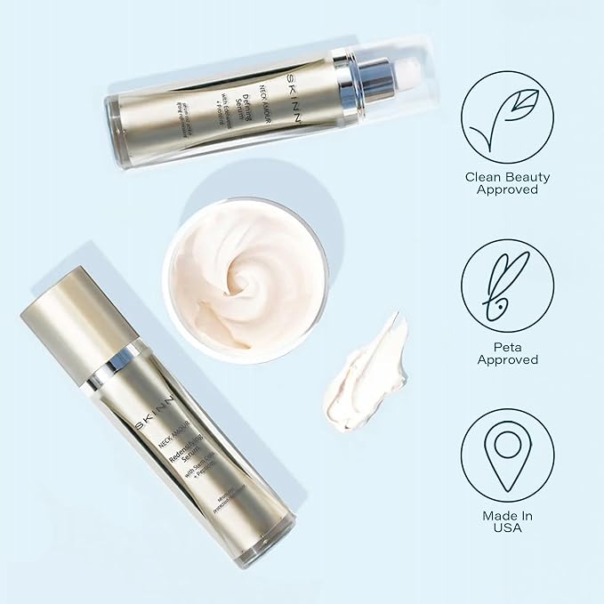 SKINN Neck Amour Redensifying Serum - Anti-Aging Neck Cream with Stem Cells & Peptides Tighten the Appearance of Loose & Sagging Skin - Enriched with Rice Protein