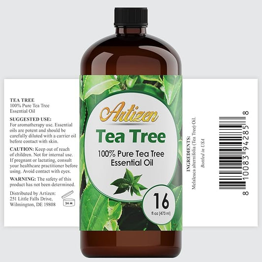 Artizen Pure Tea Tree Essential Oil - Bulk, 16oz - Big Bottle for Sprays, Aromatherapy & Diffuser