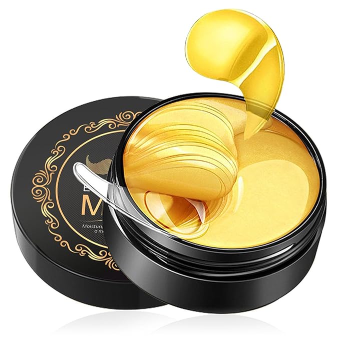 Under Eye Patches, 24K Gold Eye Mask, Eye Patches for Puffy Eyes and Dark Circles Reduce Eye Bags Fine Lines Smooth Wrinkle, Anti-Aging,Hydrating, Eye Skin care Pads with Collagen (60PCS)