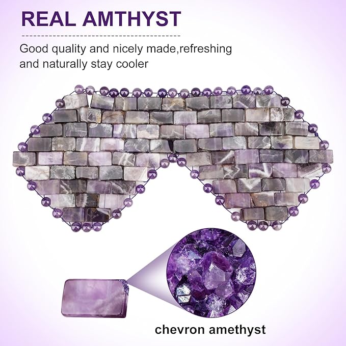 gemshan Jade Eye Mask, Amethyst Crystal Mask,Gemstone Eye Mask Anti Aging Therapy Hot or Cold Using (#2-Amethyst)