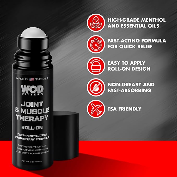 WODFitters Joint & Muscle Therapy Roll On - 3 oz - Premium Recovery Formula for HIPS Knees Hands Feet (3 oz)