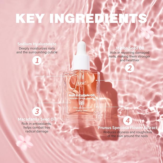 Cherry Blossom Nail & Cuticle Oil - Ultimate Hydration, Repair with Real Cherry Blossom Extract - Paraben-Free, Vegan & Cruelty-Free - 0.5 fl. oz