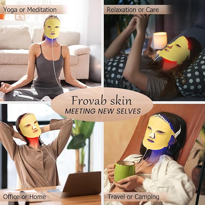 Red Light Therapy for Face Mask, Infrared Face Mask, 7 Colors Facial Mask Machine, Silicone Led Face Mask Light Therapy, Blue Light Face Mask at Home, Light Therapy Face Mask for Travel Spa