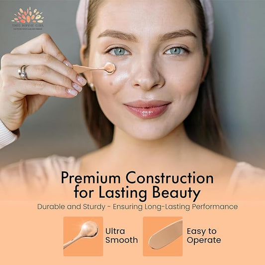 Rose Gold Eye Cream Applicator Tool for Puffy Eyes, Dark Circles, Eye Bags, Fine Lines | Under Eye Cream Massager Stick | Cooling Metal Eye Wand | Premium Zinc Alloy Skincare Tool for Eyes