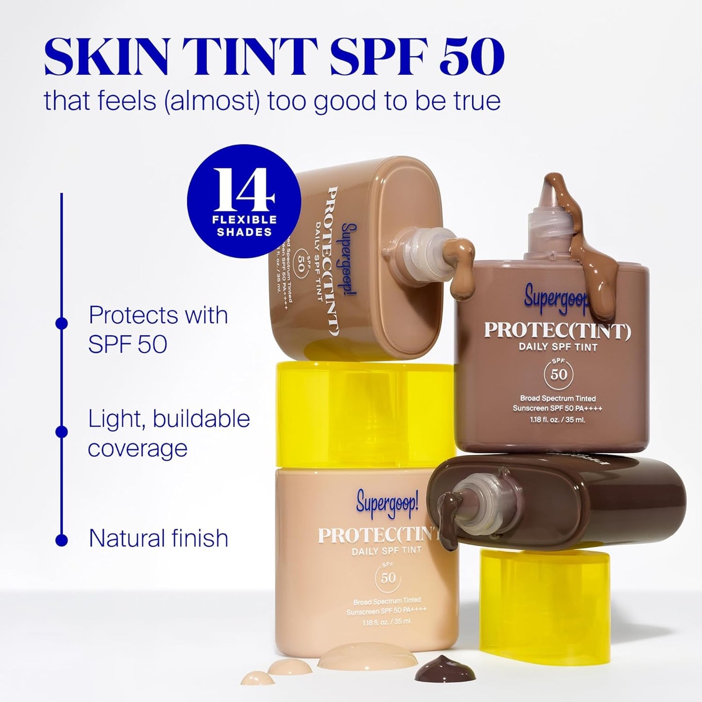 Supergoop! Protec(tint) Daily Skin Tint SPF 50 - 20C - Light, Buildable Coverage for Immediately Smooth, Even-Looking Skin - Natural Finish